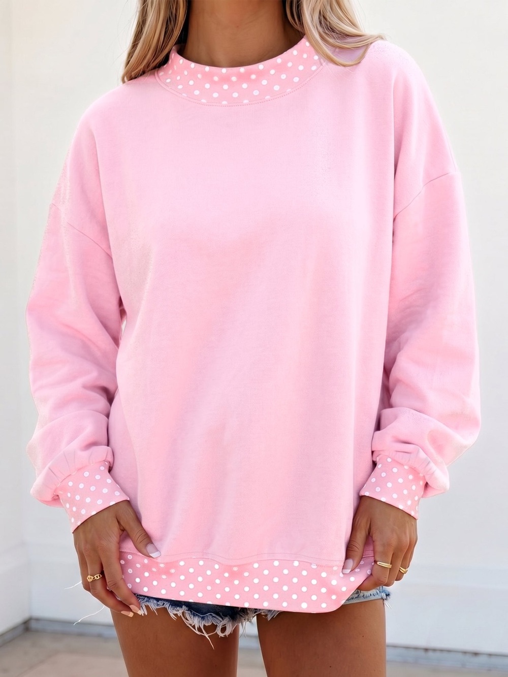 Pink Polka Dot Mockneck